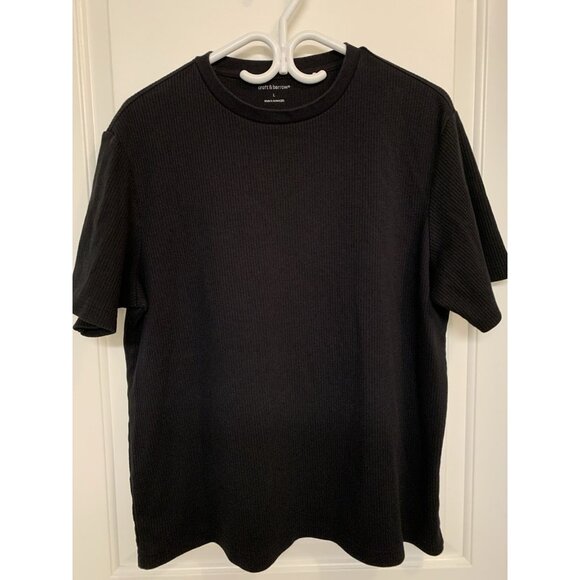 Croft And Barrow Women’s Black Ribbed Short Sleeve Cotton Top Large - Picture 1 of 8